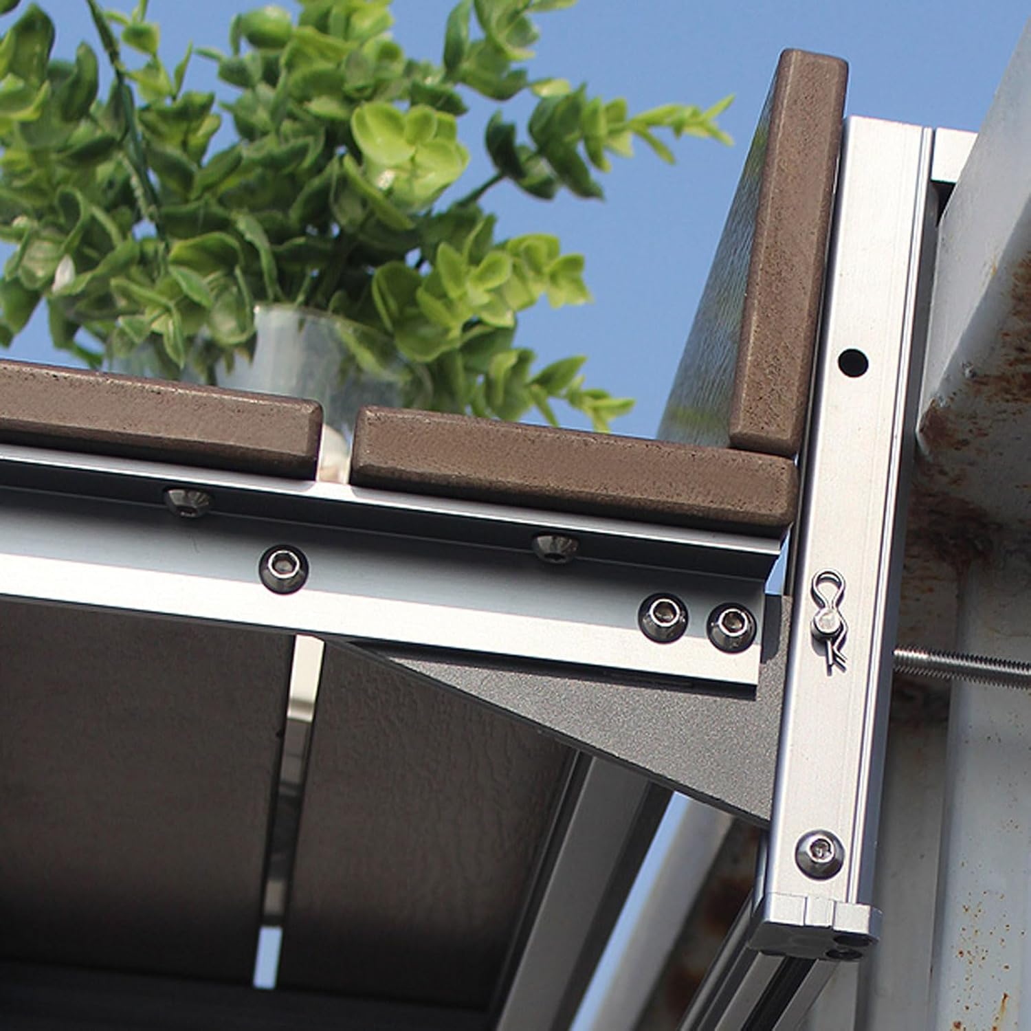 Balcony Bar Table for Railings, Outdoor Hanging Folding Adjustable Height Deck Rail Table for Patio, Garden, Aluminum Alloy Frame Easy Assembly