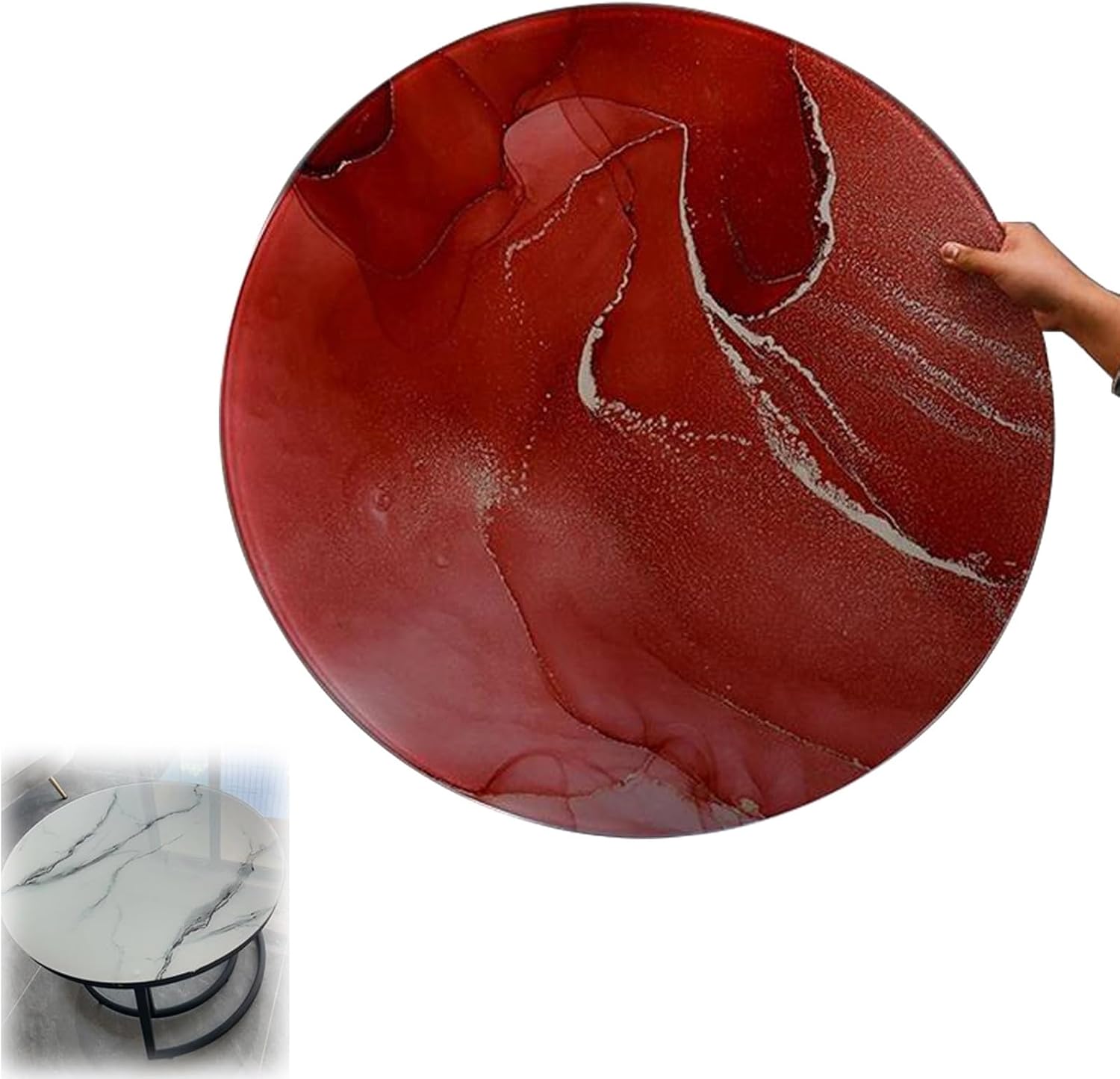 Round Tempered Glass Table Top, Round Glass Dining Table Top, Round Tempered Glass Table Top, Round Glass Table Top, Tempered Glass Table Top, Round Flat Glass, Double Tempered Glass ( Color : Red , S