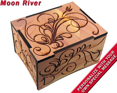 Miniatura 8 de TheLaser'sEdge, Caja de música personalizable de cedro rojo aromático, madera grabada con láser (estándar - terciopelo rojo, piel Elise)