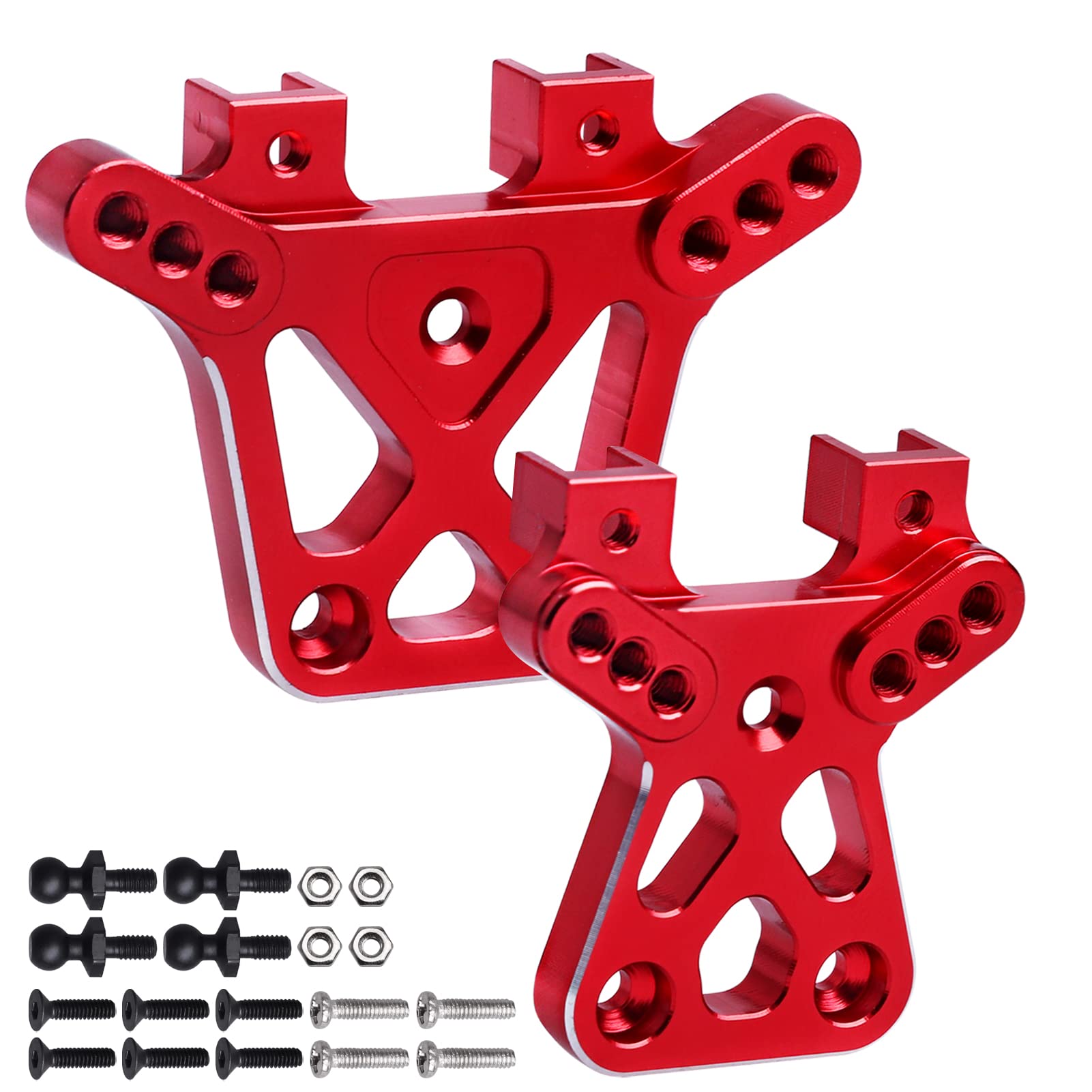 Hobbyfire Metal Aluminum Shock Tower Front & Rear Damper Stay for 1/18 Traxxas LaTrax Teton Desert Prerunner SST, Replace Parts 7637 (Red)