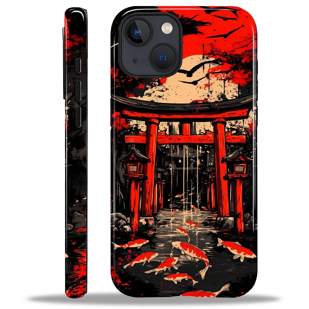 DAIZAG Compatible with iPhone 15 Case,L2 Japanese Koi Archway Dual Layer Shockproof Protective Hybrid Case