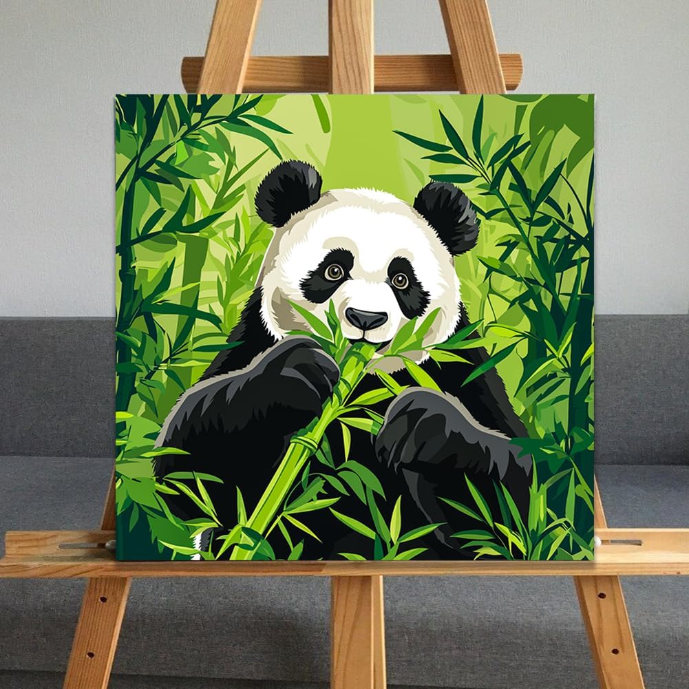 JUJUHOOD Cute Panda Framed Paint by Numbers Kit for Adults Beginner & Kids Ages 8-12, Animal Paint by Number Without Easel, Acylic Paint by Numbers for Gift Home Wall Decor 10x10Inch image 5