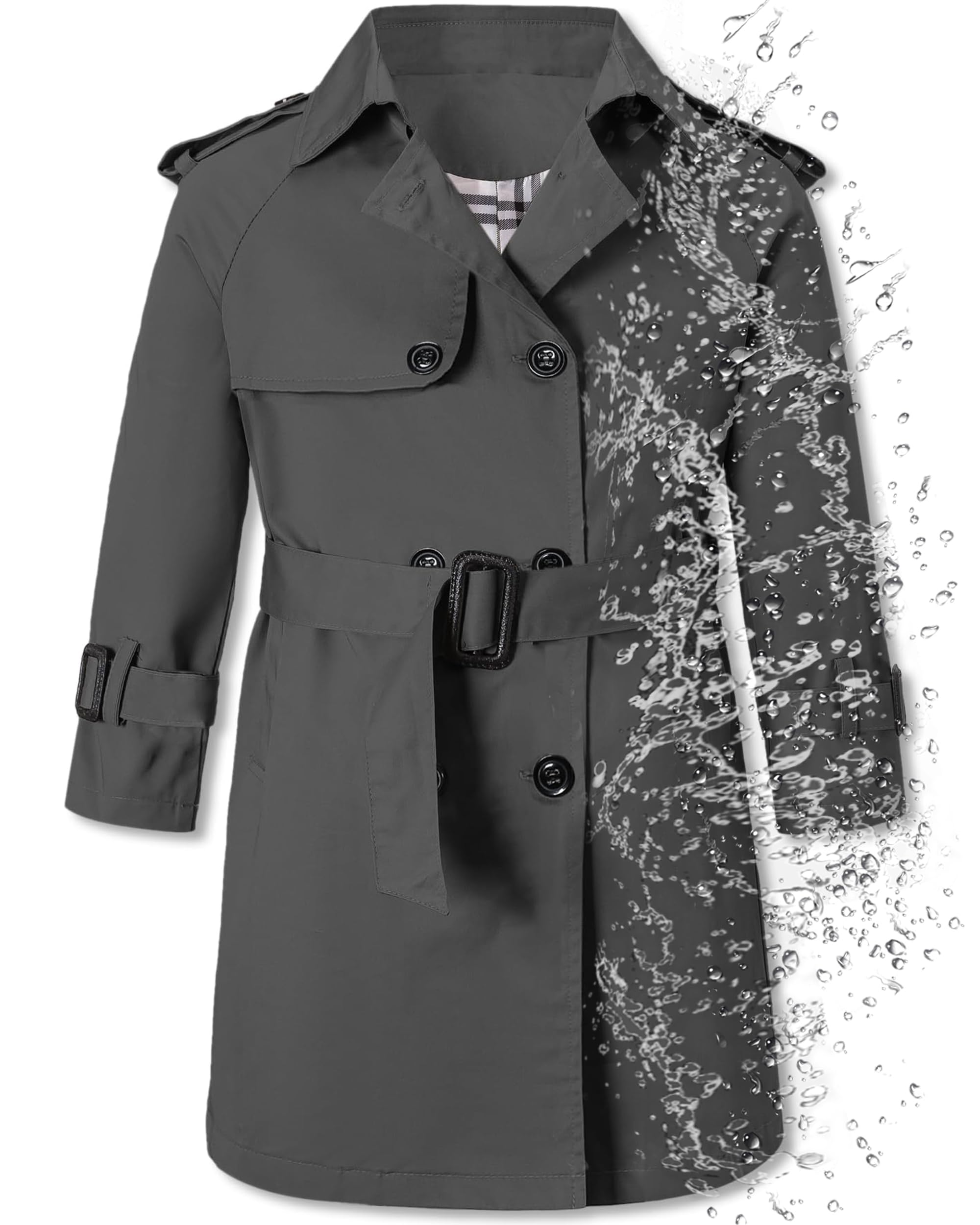 Betusline Boys Waterproof Trench Coat Double Breasted Jacket Dress Coats
