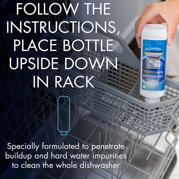 منظف غسالة الصحون ، يزيل Limescale ، الصدأ ، Buildup ، والشحوم ، رائحة الليمون ، 12 أونصة زجاجة ، 6 عبوات