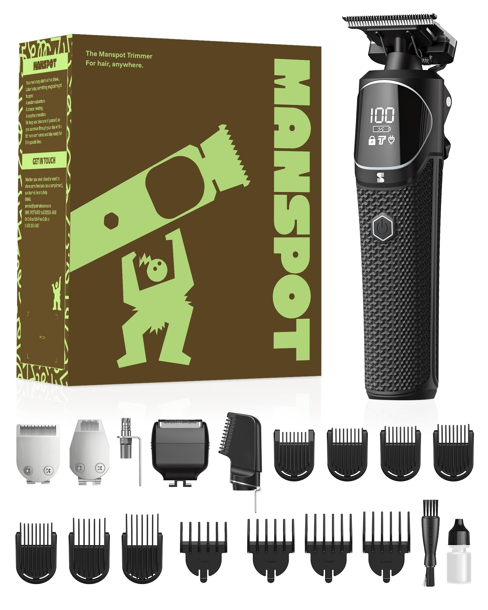 MANSPOT All-in-One Beard Trimmer for Men, Electric Shaver & Grooming Kit | 6 precision heads for head, nose and body hair, 11 guide combs, 7500 RPM motor, waterproof wet/dry use, 270-min runtime-image-40