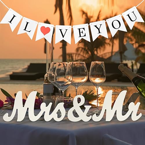 Miniatura 8 de Señales de Mr and Mrs para decoración de mesa de boda, letras independientes de madera para accesorios de fotos, decoración rústica de boda, regalo