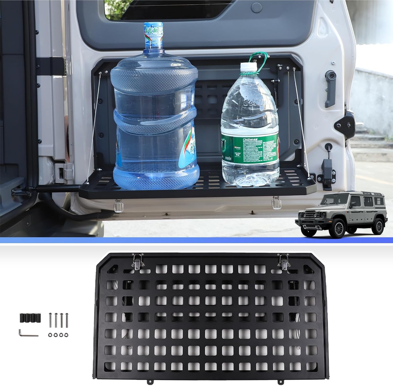 Tailgate Cargo Storage Rack Shelf for INEOS Grenadier 2020-2025 Accessories Foldable Luggage Holder Carrier Outdoor Camping Desk Table Rear Door Multifunctional Organizer Mount Bracket Aluminum Alloy1