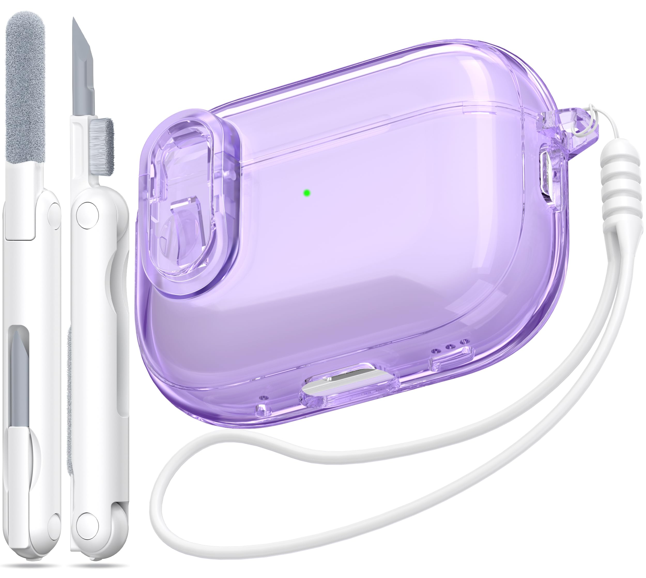 MHYALUDO for Airpods Pro 2nd/1st Generation Case Cover, Compatible with Airpods Pro Case 2nd Gen USB C Charging Port, Clear Soft Transparent Military Grade Shockproof Cover, Clear White — view 41