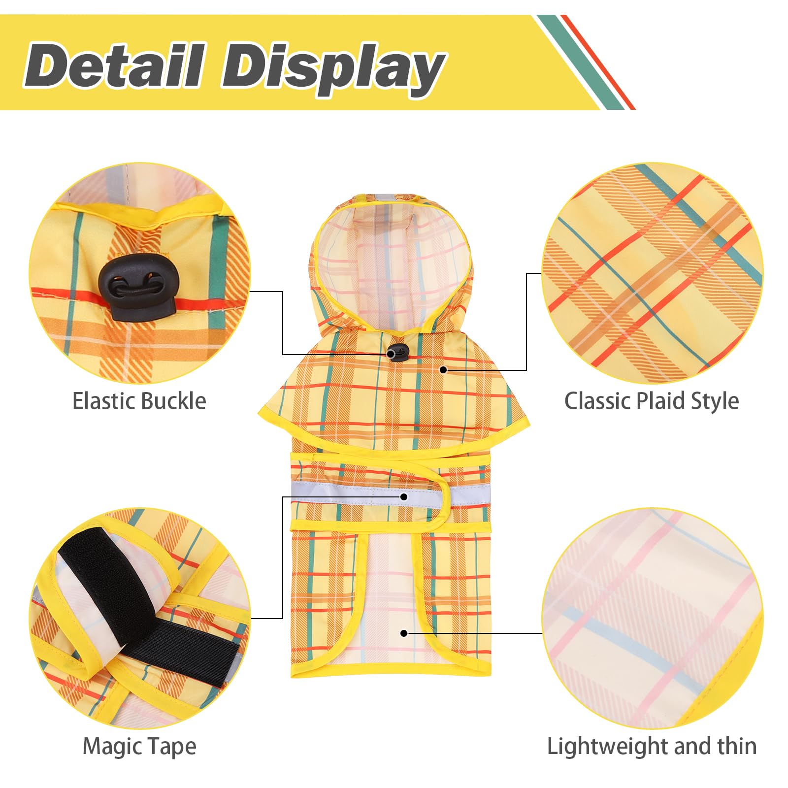 KOOLTAIL Raincoat Hooded Slicker Poncho with Leash Hole for Small Medium Dogs Waterproof Rain Jacket with Reflective Strip - Image 4