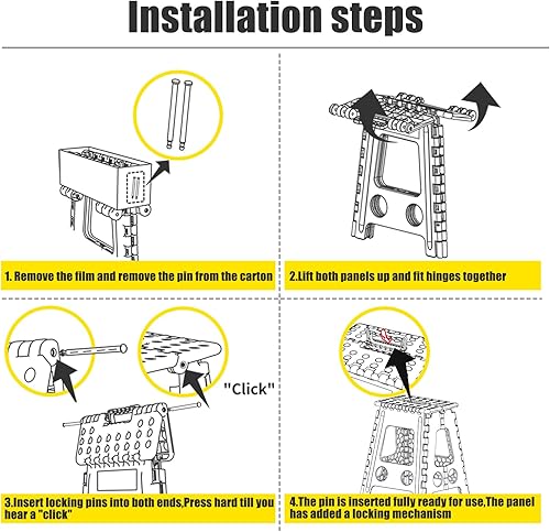 Miniatura 5 de Delxo Taburete plegable de 17.5 pulgadas, taburete plegable para adultos, taburetes de plástico plegables portátiles, taburetes antideslizantes para