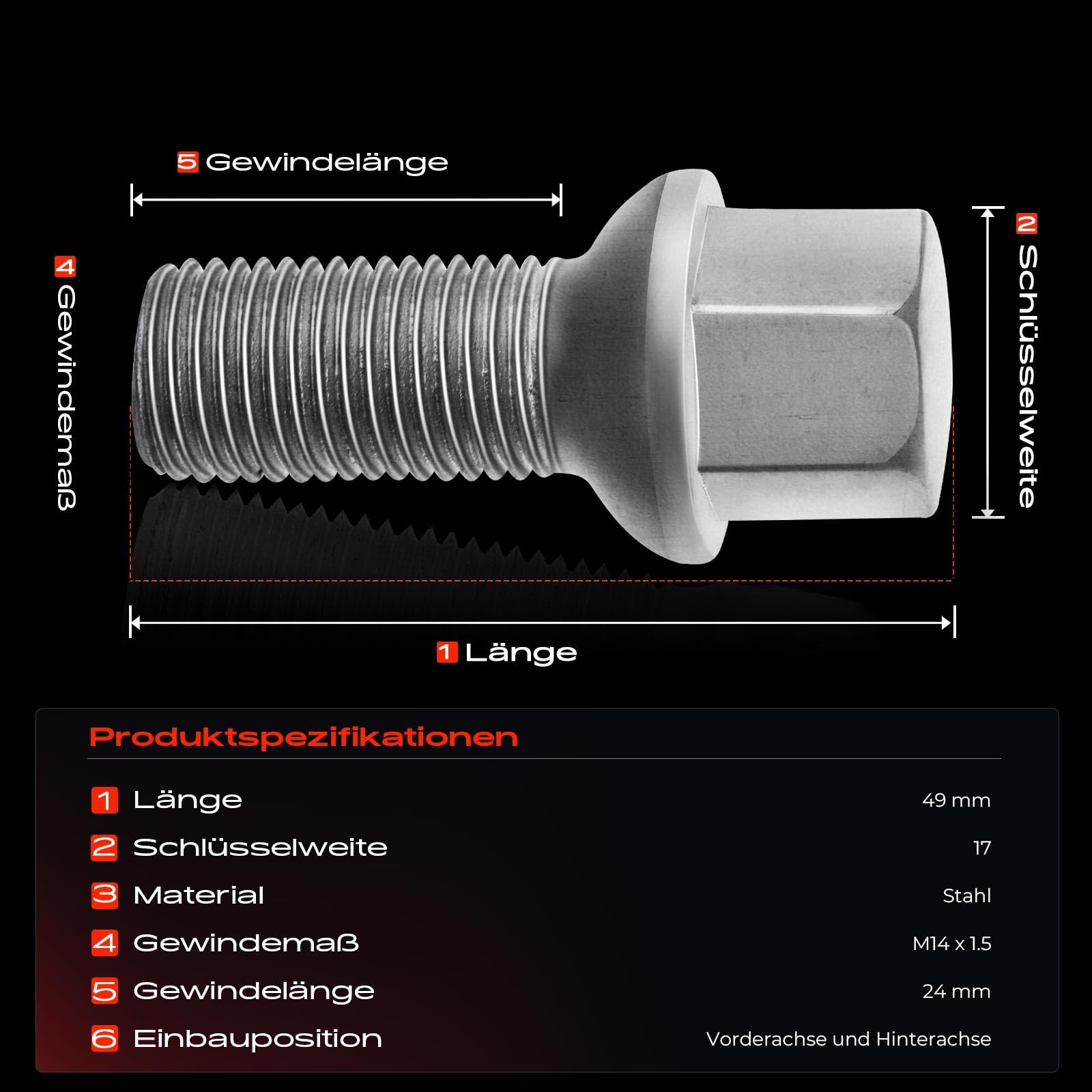Frankberg 10x Radbolzen Radschraube Kompatibel mit A,B,C,E,M,S,R,GL,GLA,GLK-Klasse CLA CLK CLS 1998-2019 0009904907