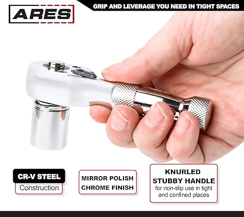 Vista 34 de ARES 42111 – Trinquete hexagonal de cabeza giratoria de 90 dientes rojo de 1/4 pulgadas – Giratorio de 250 grados con inserto magnético