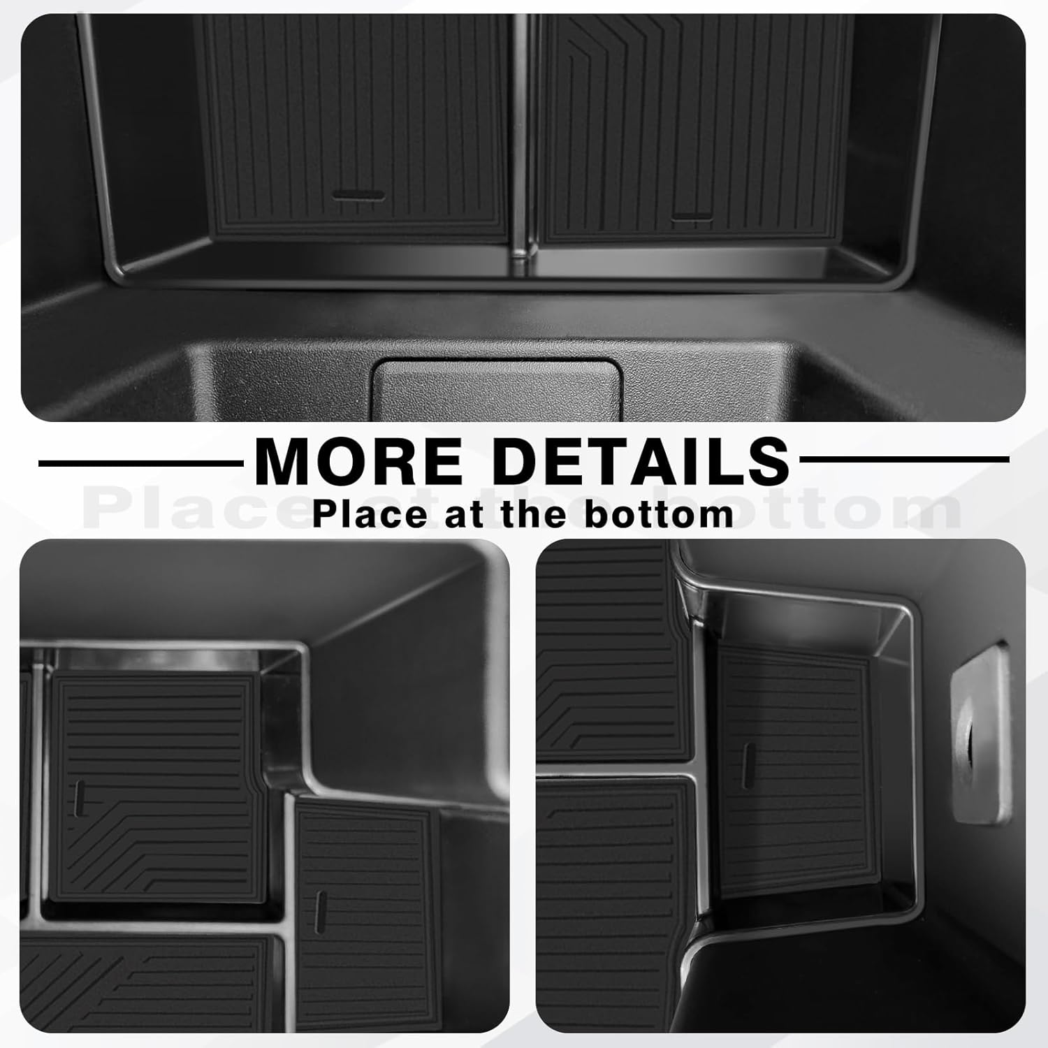 BestEvMod 2PCS Center Console Organizer Trays Fit for Chevrolet Silverado EV 2024 2025 Pickup Armrest Storage Box ABS Material with PVC Trim Not Fit ICE or RST Models (Top + Bottom)