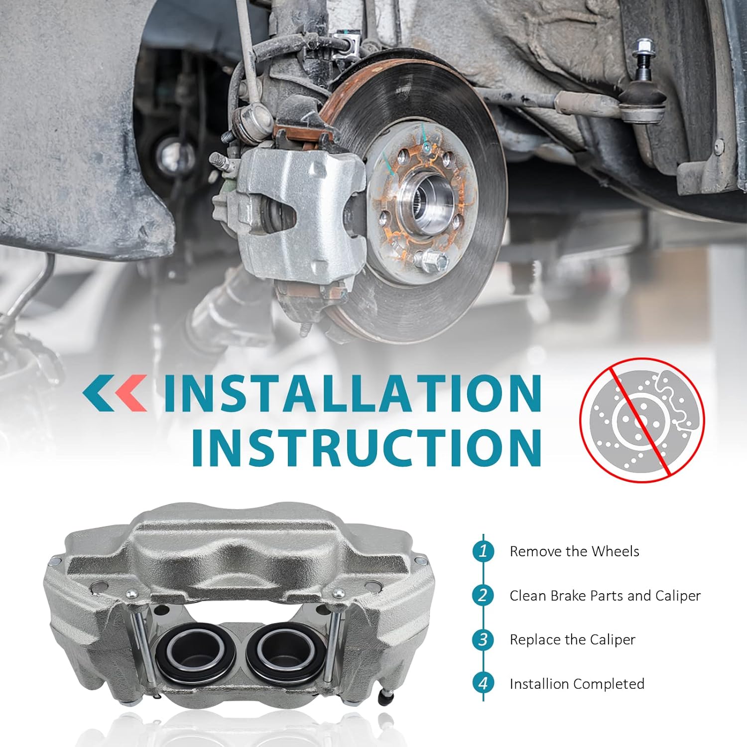 IRONTEK 192713 Front Right Passenger Side Brake Caliper w/Hardware for 2003-2005 for Toyota 4Runner, 2001-07 for Toyota Sequoia, 2000-06 for Toyota Tundra, Front Passenger Side Disc Caliper Assembly