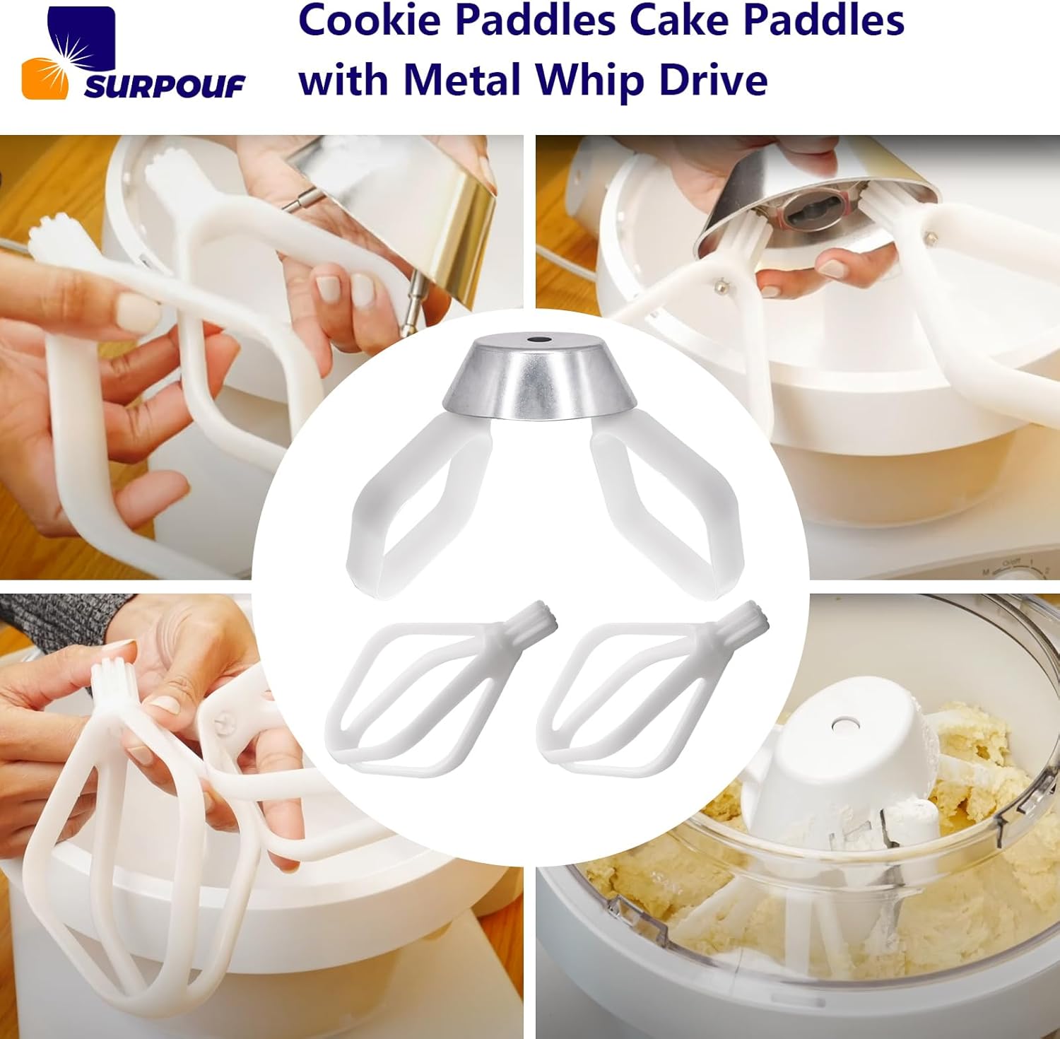 Cookie Paddles Cake Paddles with Metal Whip Drive Compatible with Universal Mixers NutriMill Artiste Mixer