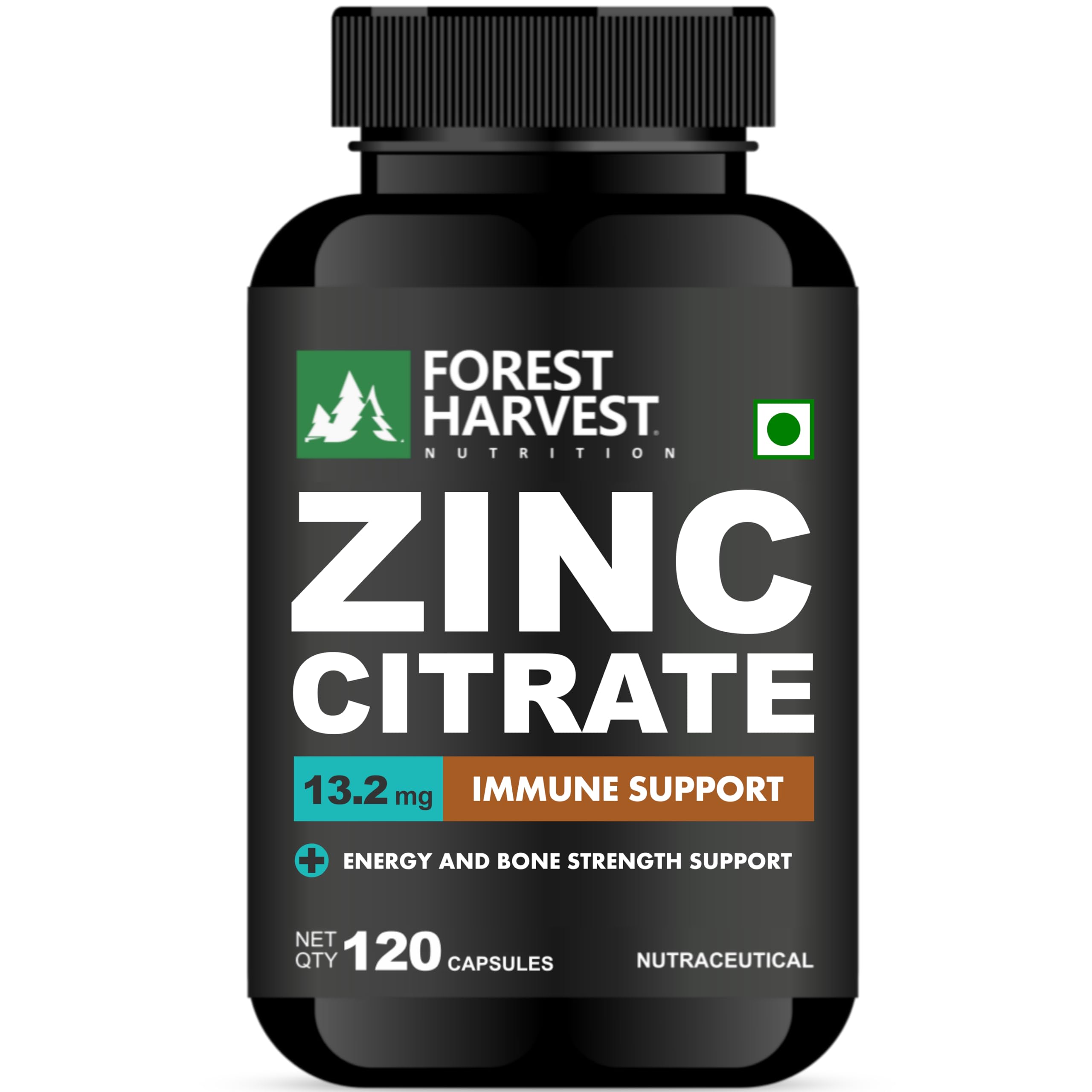 Forest Harvest Nutrition Zinc Citrate | Immune, Skin & Metabolism Support | 120 Veg Capsules | WHO-GMP, HACCP, ISO & FSSAI Certified-image-42