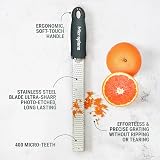 Microplane Râpe à zesteur en Couleur Gris Orage pour Agrumes, Parmesan, Gingembre, Chocolat et Noix de Muscade avec Lame Fine - Fabriqué aux États-Unis - 4