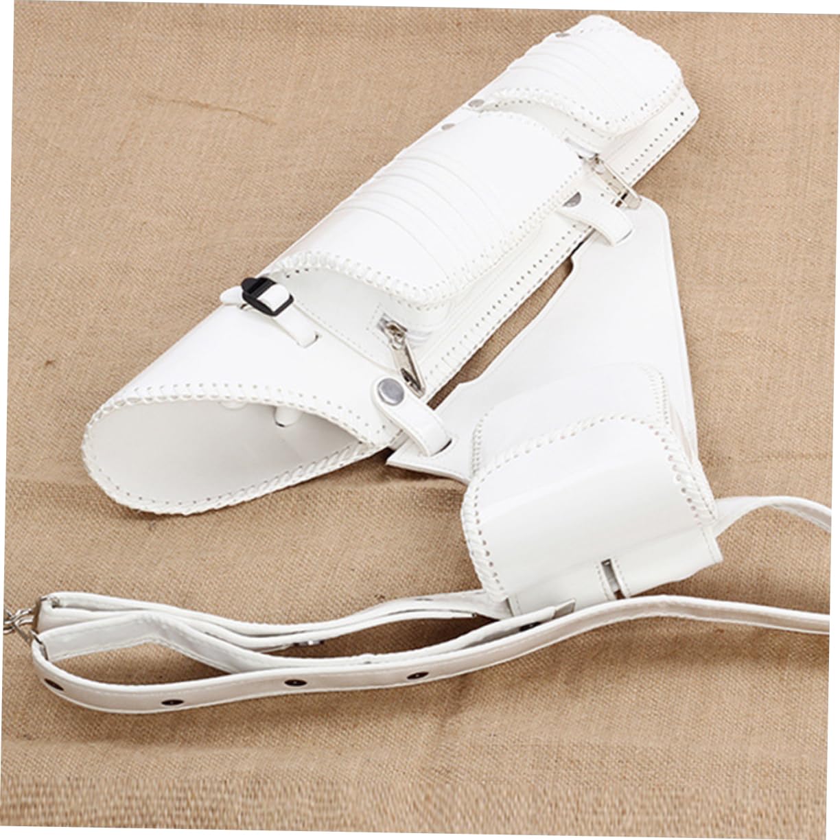 Kisangel White Pu Arrow Bag Large Capacity Portable Arrow Storage Pouch Strap for Outdoor Travel Multifunctional Waist Bag