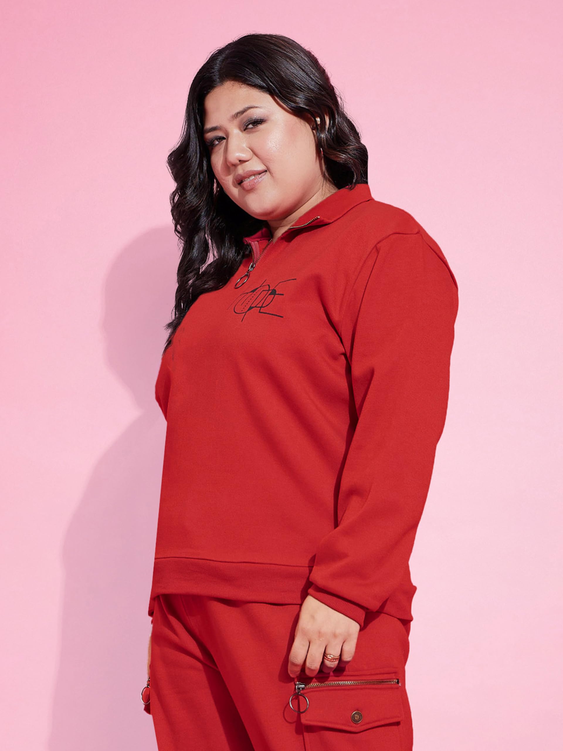 Sassafras Curve Women Red Fleece Hope Zipper Sweatshirt 6XL 1