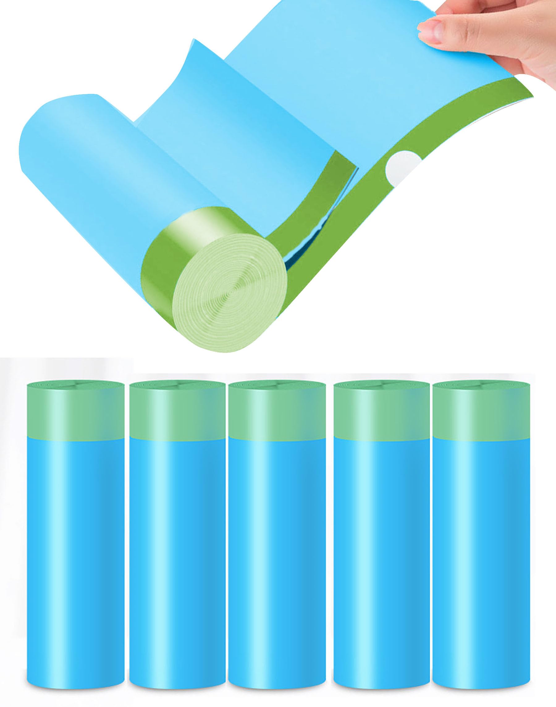 100pcs Small Tear-Free Drawstring Trash Bags 1.1 Mil Thick 4 Gallon Unscented Garbage Bags for Bathroom Kitchen (Blue)