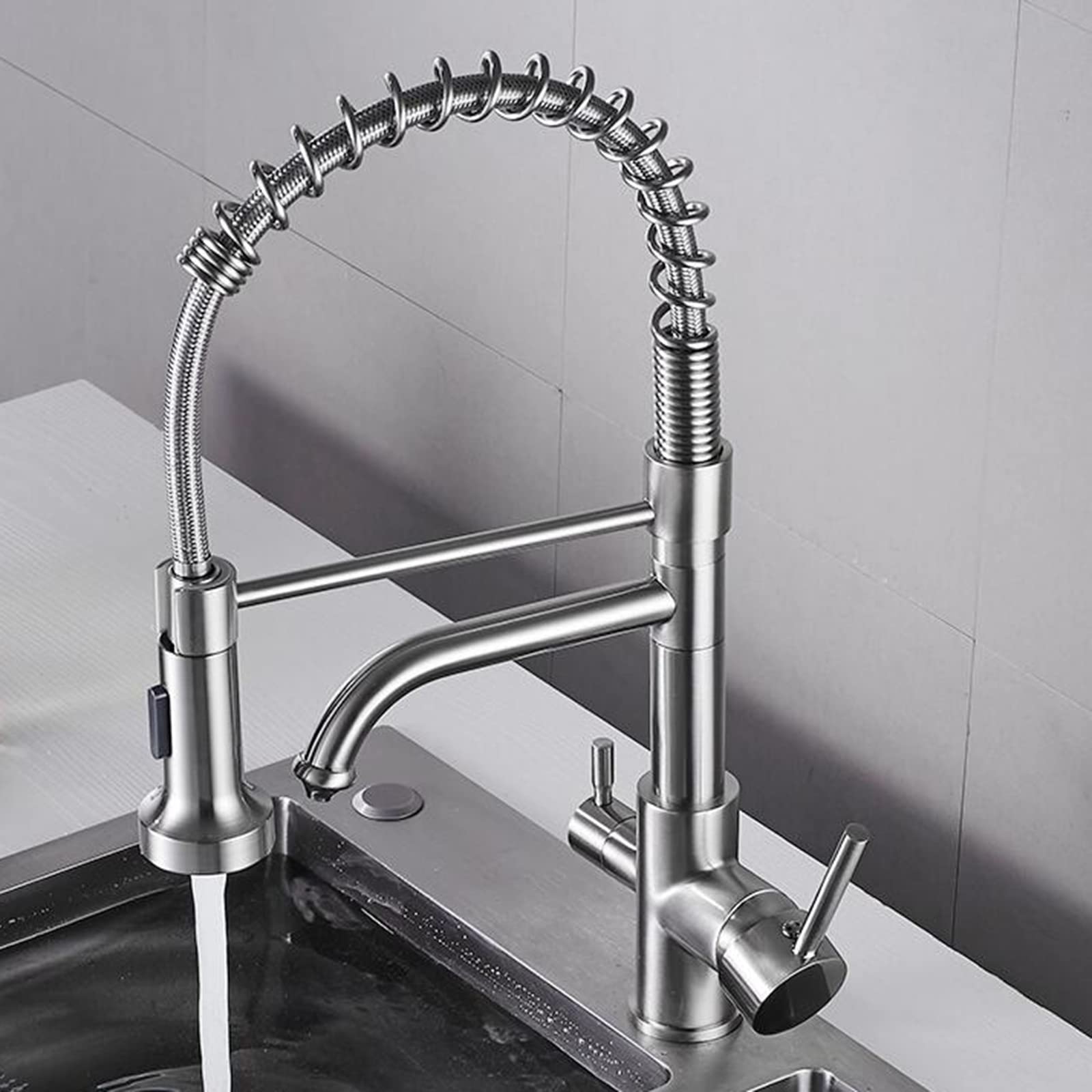 WDSOPK 3 way water filter tap kitchen drinking taps brass swivel spring type cold water hot water straight drinking water 3 in 1 water purifier tap-brushed (Brushed A)
