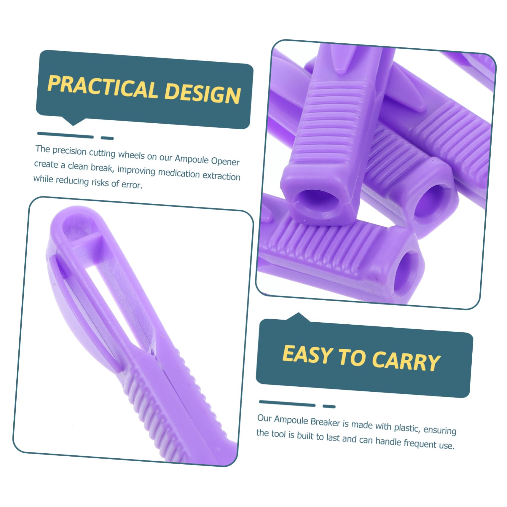 Garneck 6pcs Nurse's Helper Ampoule Bottle Opener Musubi Mold Reusable Ampoule Opener Small Vial Opener Groove Design Vial Accessories Mini Reusable Vial Breaker Purple Plastic