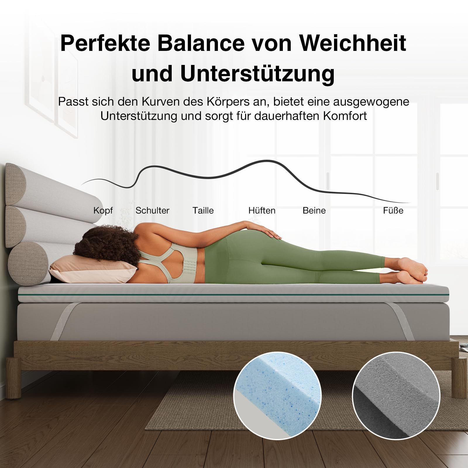 Novilla 7,5cm Matratzentopper 140x200cm Memory Foam – Kaltschaum Topper für Sofa, Bett, Boden, Gästebett, Wohnwagen – Schlafauflage weich & stützend – Waschbar mit Gummiband – Gel Topper
