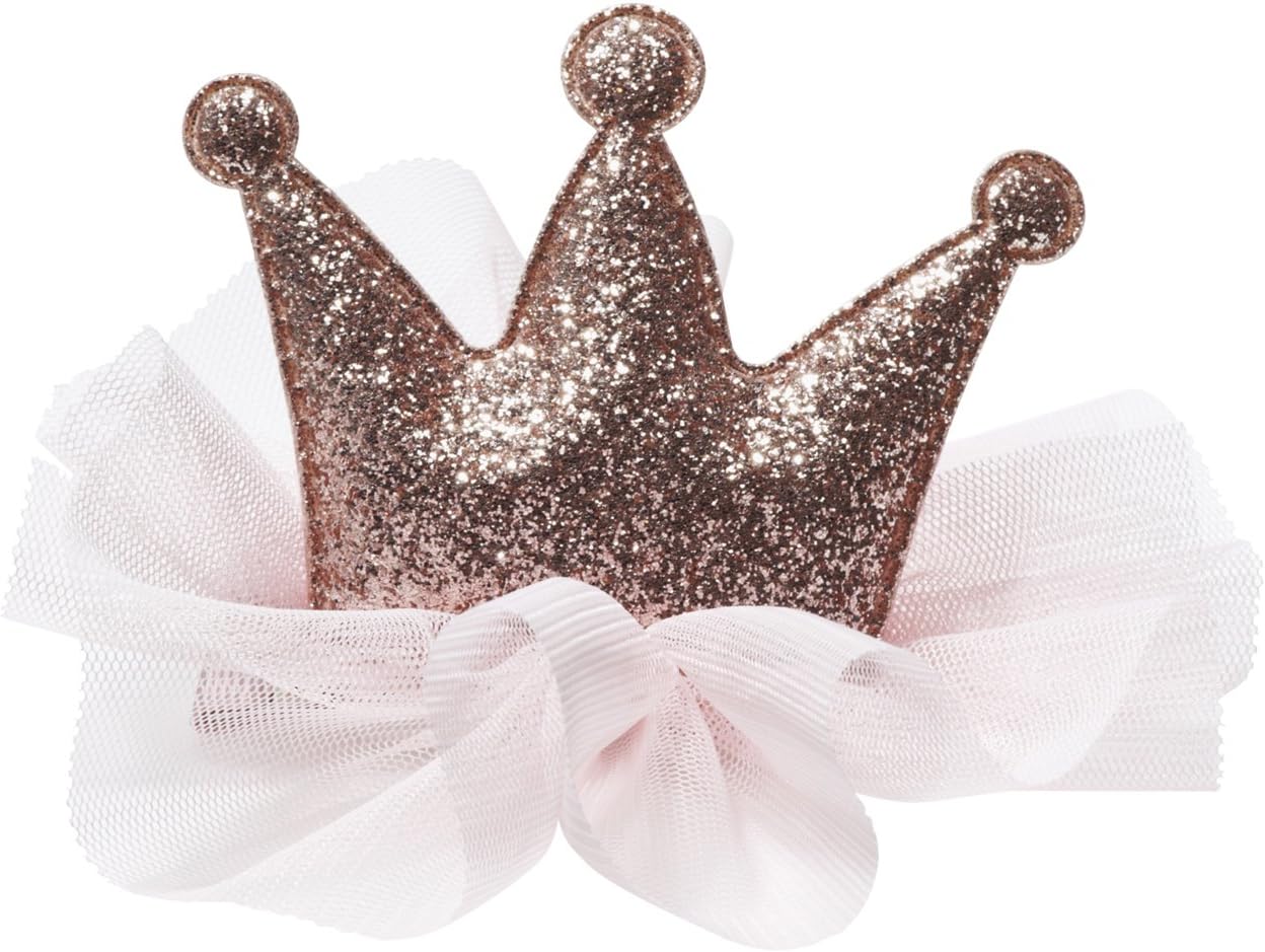 Anna Belen Girls "Sophie" Glitter Crown Hair Clip O/S Champagne