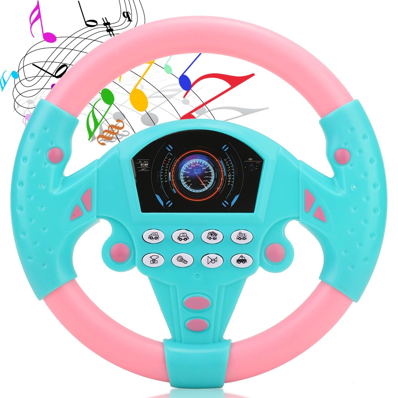 Toy Steering Wheel, Simulated Driving Controller Electric Early Learning Educational Sounding Toy Pretend Driving Seat Toys for Children 3+ Years Old Boys and Girls, Interactive Toys,