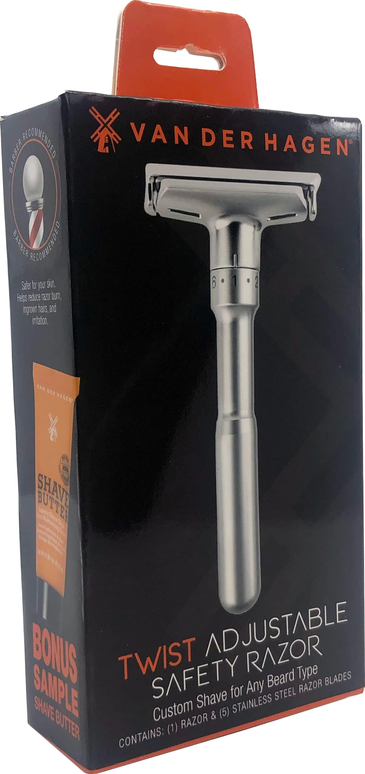 Amazon.com: Van Der Hagen Matte Silver TWIST Adjustable Razor : Beauty ...