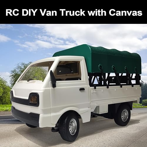 Miniatura 4 de KNACKTOYZ Camión RC todoterreno 2.4G para niños, camioneta de escalada 116 con lona, auto de control remoto todo terreno con luces LED, juguetes de