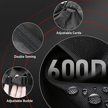 Zettum Outboard Motor Cover, 600D Boat Motor Cover Waterproof & Heavy Duty, Fade-Resistant Boat Engine Cover - Fit for Motor 115-225 HP, Black