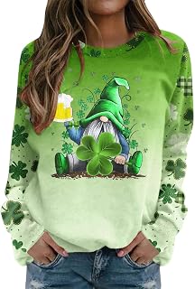 St Patricks Day Shirt Women 2025 Irish Sweatshirt Green Graphic Print Long Sleeve Shamrock Shirts Sweater Top