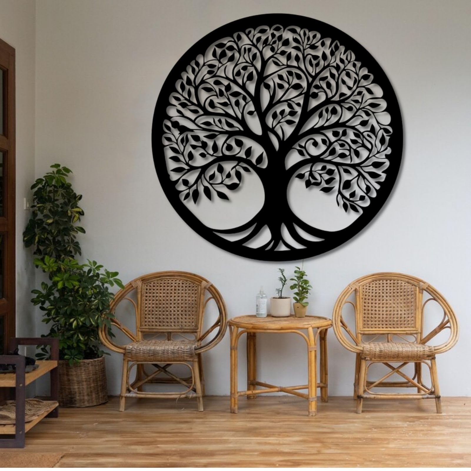 Arte de pared de árbol de la vida, decoración de pared de árbol de la vida, arte de pared de árbol de metal, decoración de pared de árbol genealógico, decoración de pared de metal negro grande para