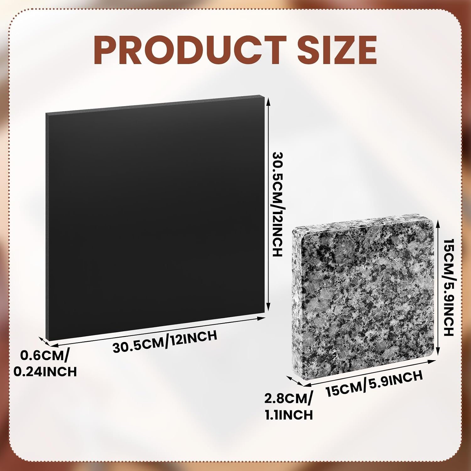 Singhoow 2 Pcs Leathercraft Tool Set Marble Slab Non Porous Marble Tooling Slab Silent Leather Punch Pad Leather Punching Board Pounding for Detailed Tooling, Stamping, Carving