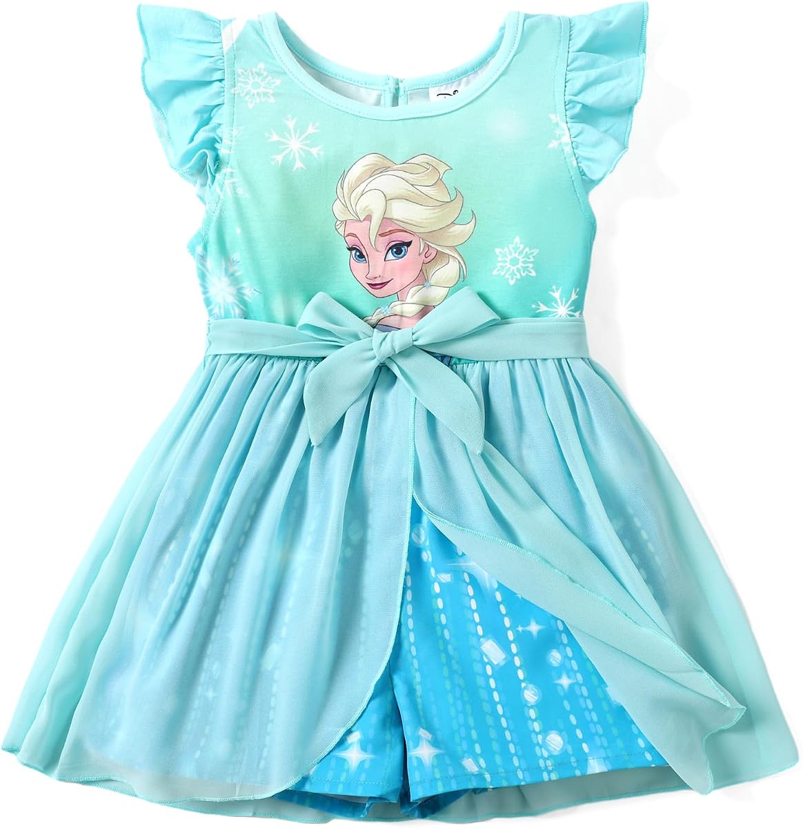 Pelele de princesa de Disney Frozen Elsa Minnie Mouse Stitch para niño niña con falda superpuesta, mono de verano con lazo de 2 a 6 años