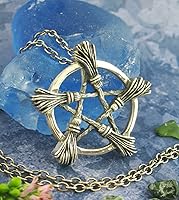 Vista 2 de Woot & Hammy Five Witch's Brooms or Besoms Pentacle Pendant, 100% Sterling Silver, Handmade
