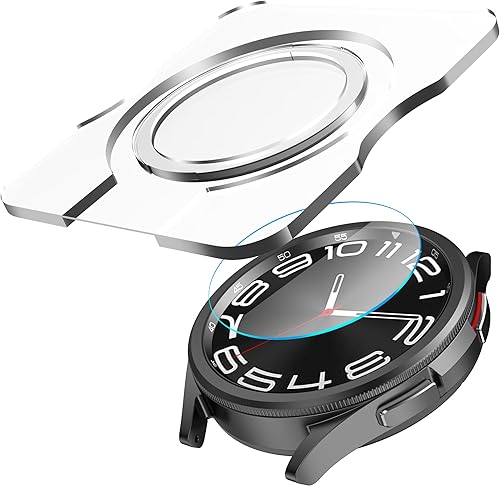 SPGUARD Paquete de 2 protectores de pantalla para Galaxy Watch 6 Classic de 1.73 pulgadas, kit de instalación de alineación automática, accesorios