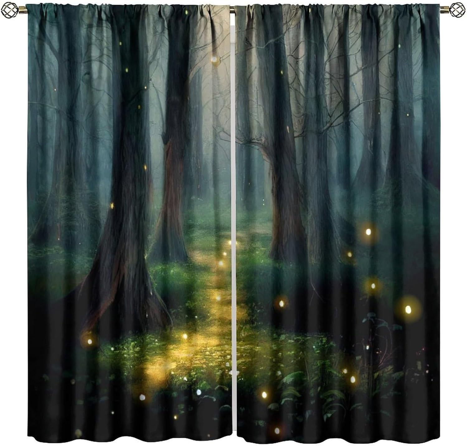 Fantasy Nature Forest Curtain Gothic Gate Fantasy Forest Theme Magic Dreamland Fairy Landscape Pattern Blackout Window Drapes for Bedroom Living Room Kitchen Cafe Decor （W21xL45 Inch） x2 Panels