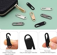 Vista 3 de Reemplazo de tirador de cremallera, 16 piezas de pestañas de cremallera desmontables con cordón extensor para equipaje, ropa, chaquetas, mochilas