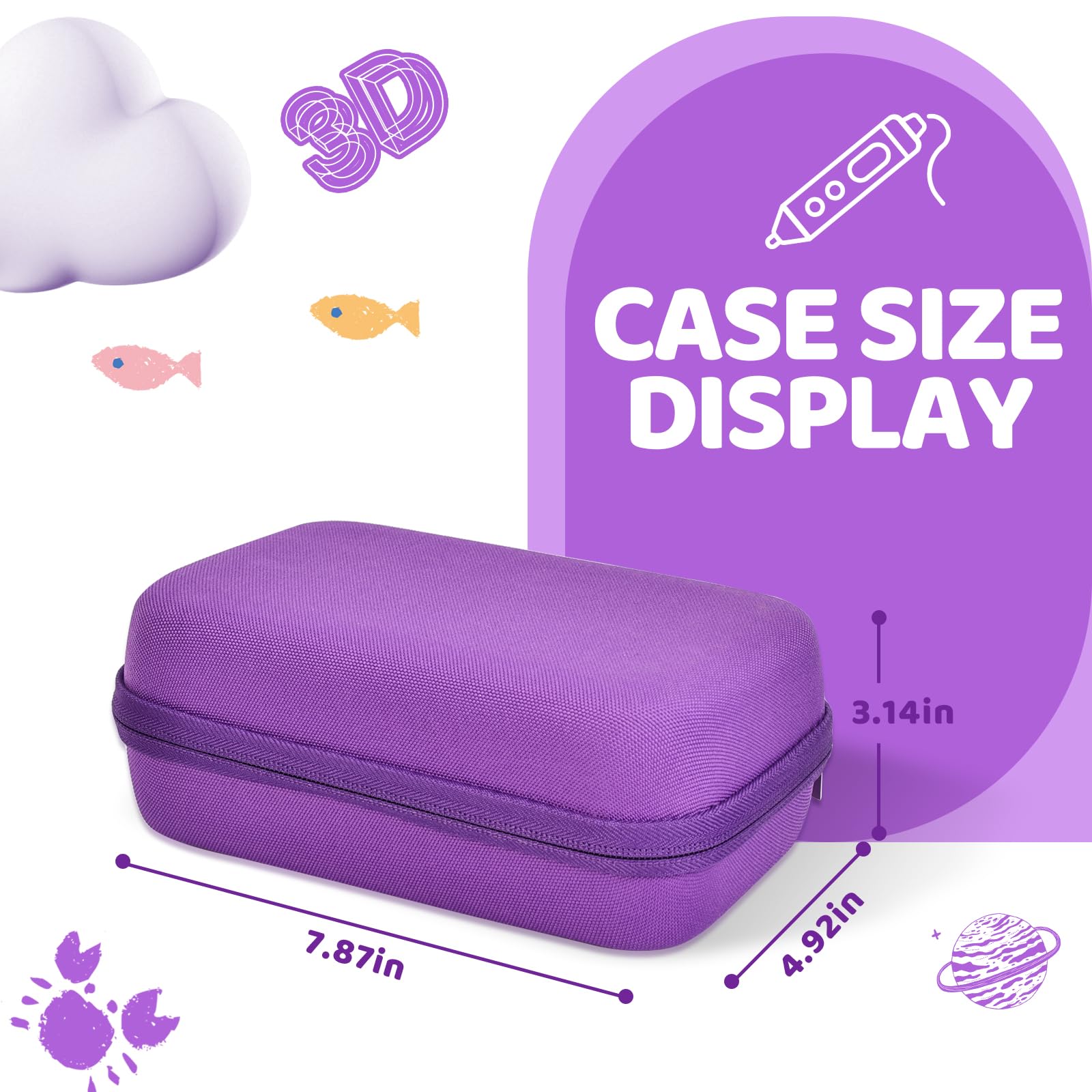 Custodia compatibile con 3Doodler Start+ Essentials per set di penne 3D per bambini, supporto da trasporto adatto per penne da stampa, organizer per stampa di ricariche di filamenti, caricabatterie