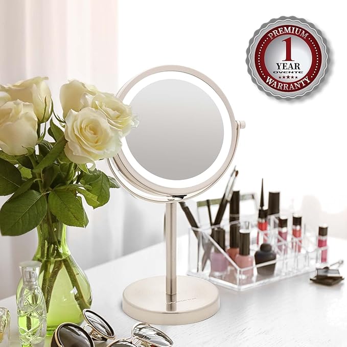Espejo de Maquillaje OVENTE con Luz LED, 6", 1X/7X Aumento, Redondo miniatura 2