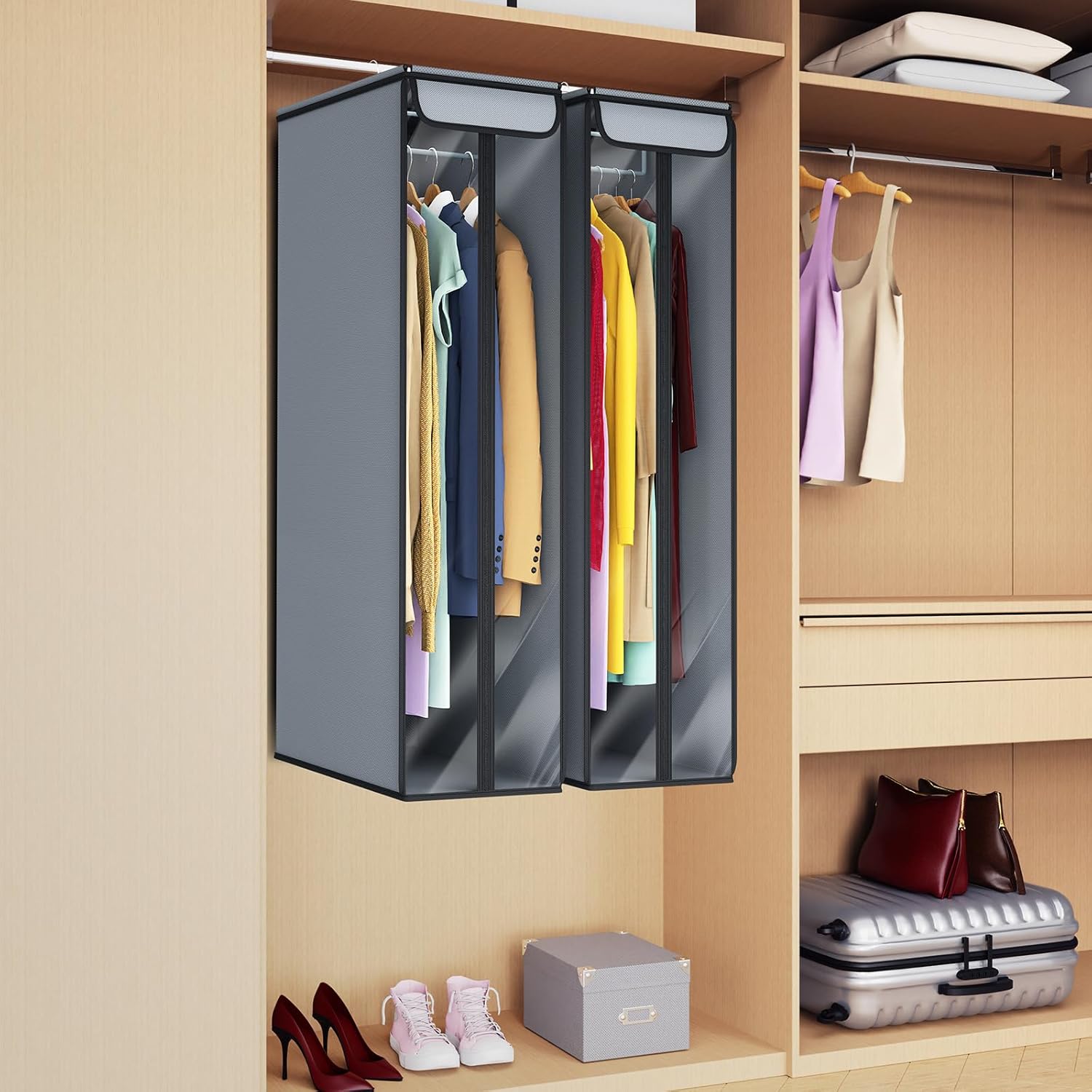 Univivi Garment Bags for Hanging Clothes 40", Hanging Garment Bags for Closet Storage with Large Clear Window, Garment Storage Bags for Suits, Coats, Dresses, 1 Pack - Image 2