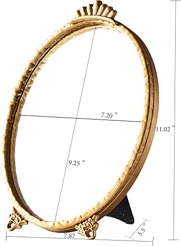 Miniatura 3 de Espejo de tocador pequeño de estilo barroco vintage para montar en la pared, marco ovalado de hierro, espejo de mesa de vidrio, 11.0 pulgadas de