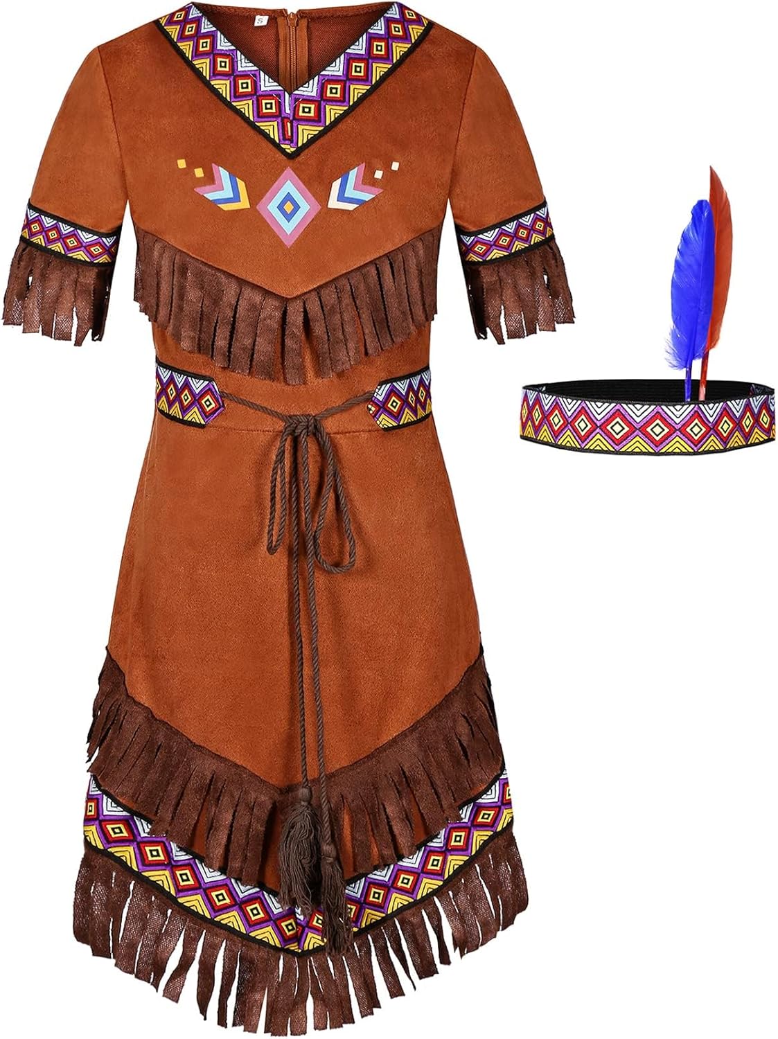 Native American Costume Girls with Headdress