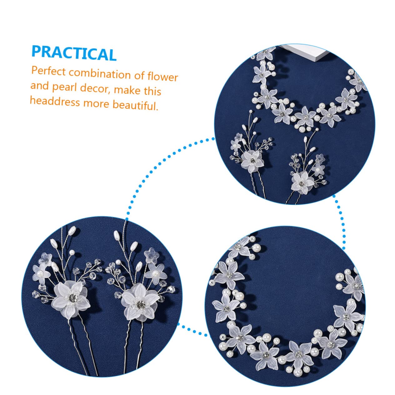 Beavorty 4juegos Diadema De Perlas Flores y Horquillas Para Novias y Fiestas Accesorio De Cabello Elegante y Delicado Para Mujeres