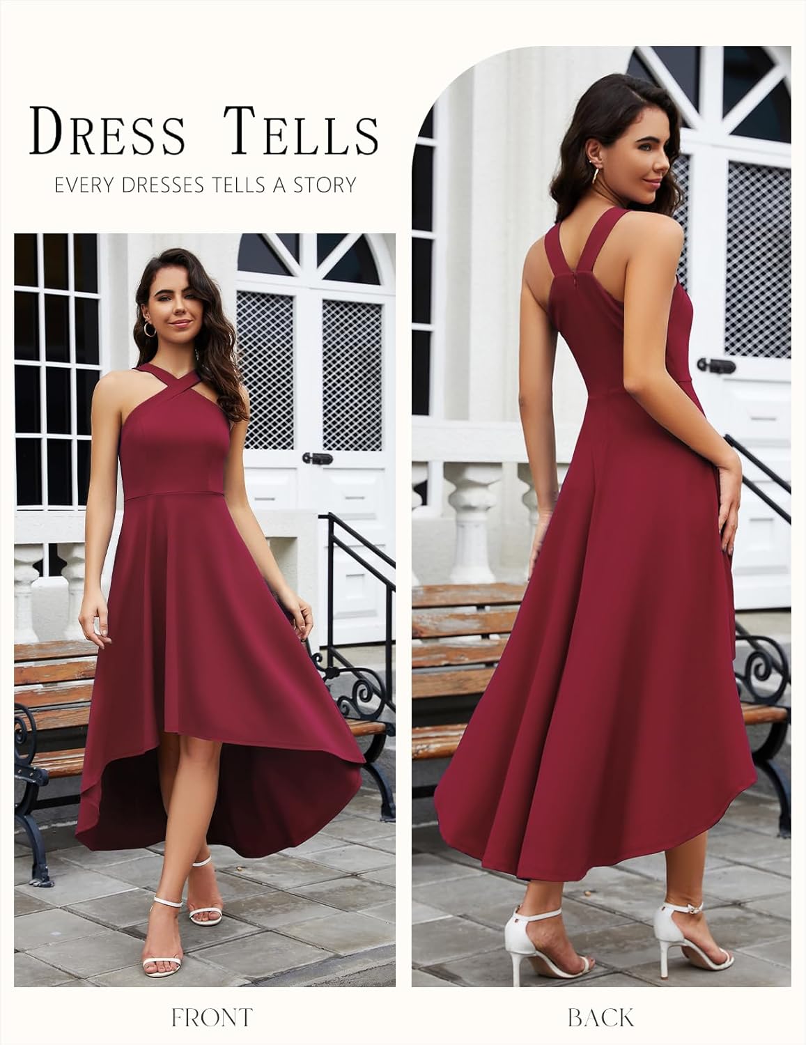 DRESSTELLS Formal Cocktail Dresses for Women, Wedding Guest Halter High Low Valentine Dress 2026 - Image 3