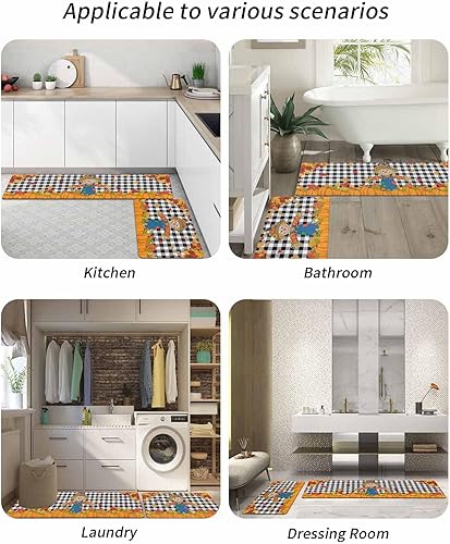 Miniatura 6 de Tapete de baño antideslizante para bañera, tapete de baño de espantapájaros, calabaza, hojas, alfombra de pasillo de baño, alfombra de pasillo de