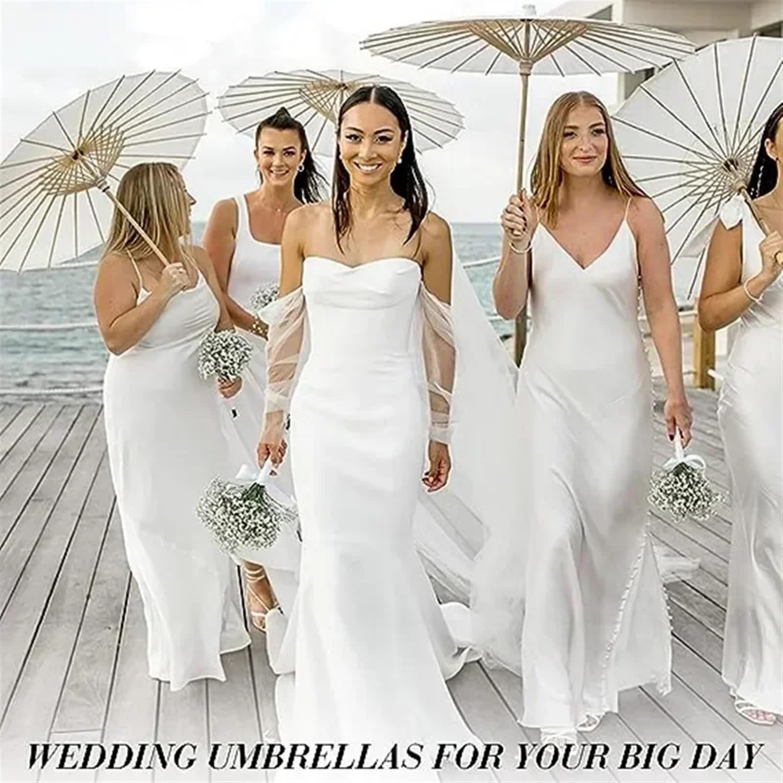 Papiersonnenschirm for Hochzeiten, 60/80 cm, chinesische Papierschirme, rustikaler weißer Schirm, Fotografie-Requisiten for Partys(60cm,6pcs)