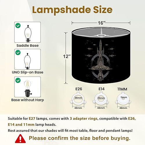 Miniatura 4 de Drum Lamp Shades Futuristic Spaceship Fleet Imperial Symbol Design Lampshade for Floor Lamps Table Lamp Pendant Light Linen 16"x16"x12" Replacement